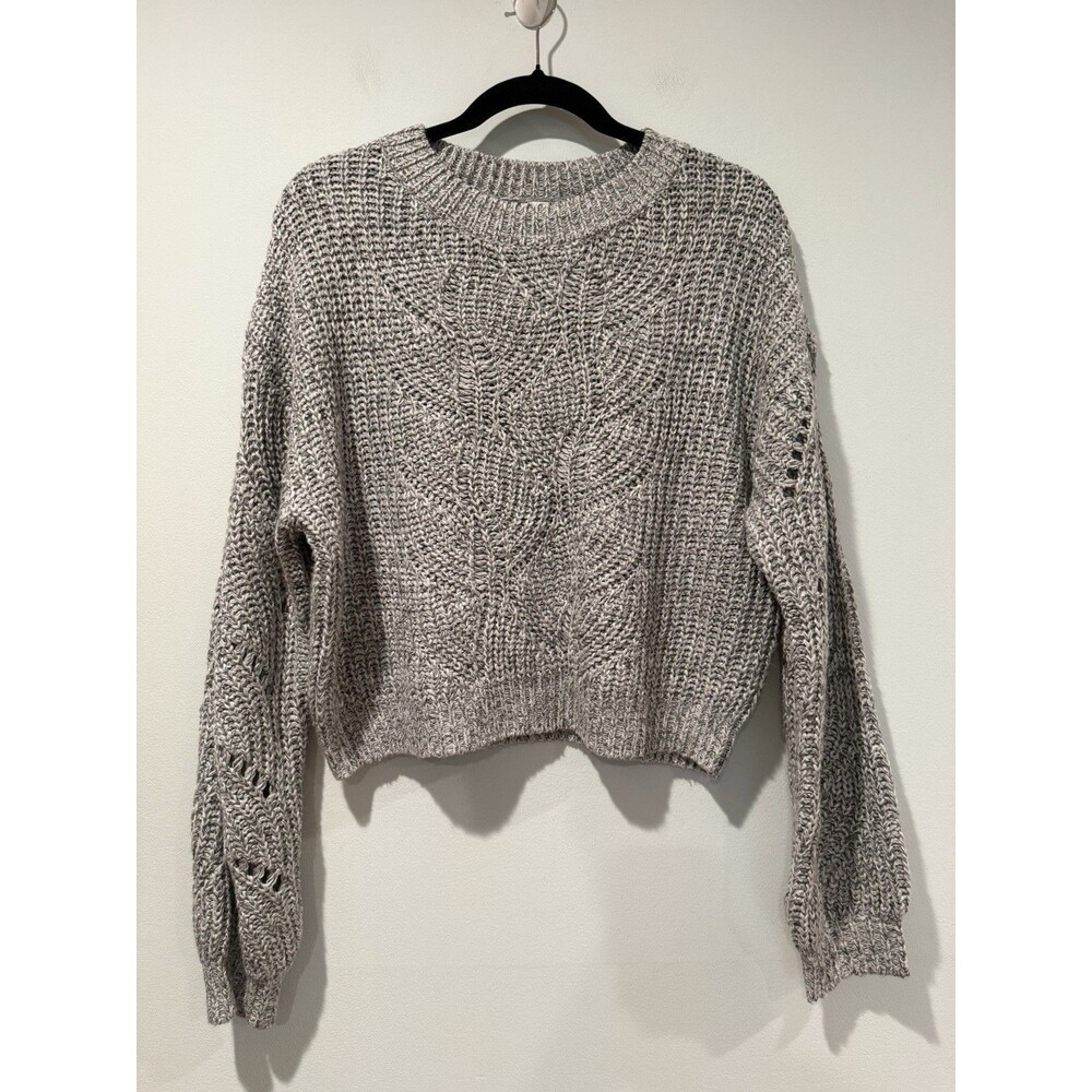 Abound Knit Sweater Womens Medium Grey Stretch Cottage Work Travel Vacation